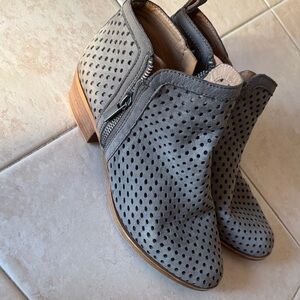 Lucky Brand Gray Perforated Ankle Booties